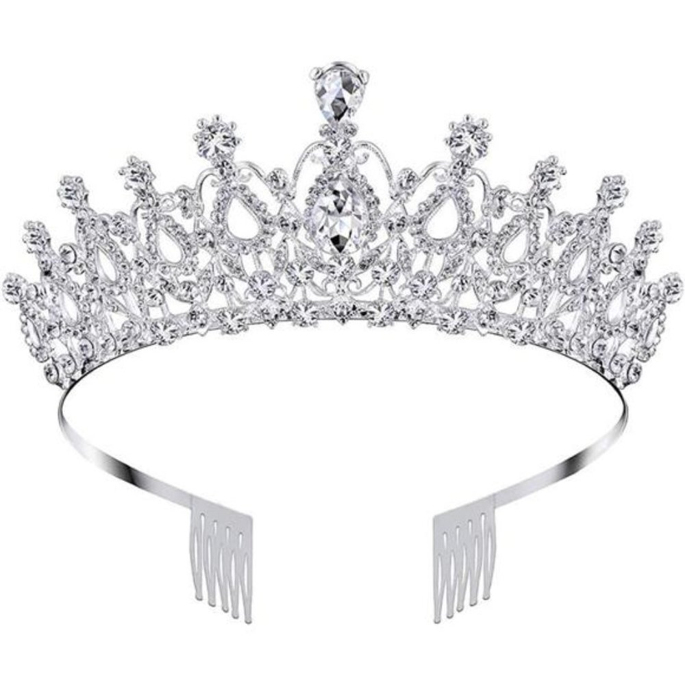Silver Rhinestone Tiara Princess Headband - Picture 5 of 6